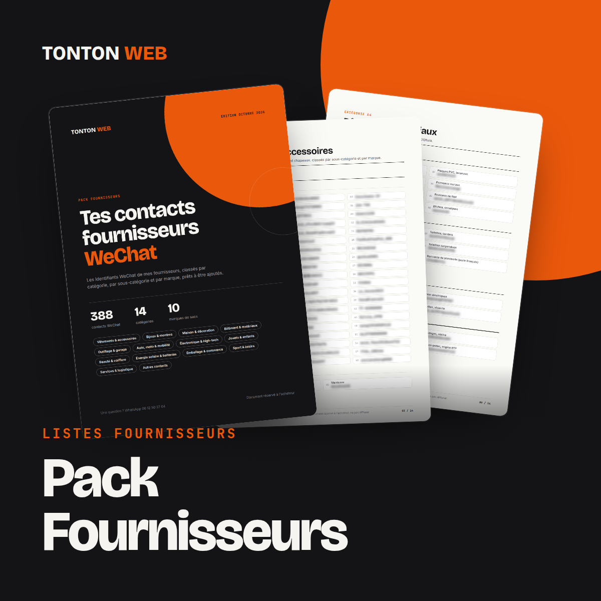 Pack Fournisseurs Tonton Web : le PDF des contacts WeChat