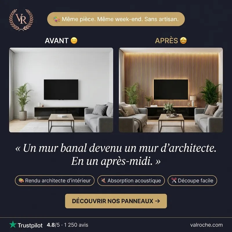 Publicité Val Roche : un mur avant et après la pose des panneaux