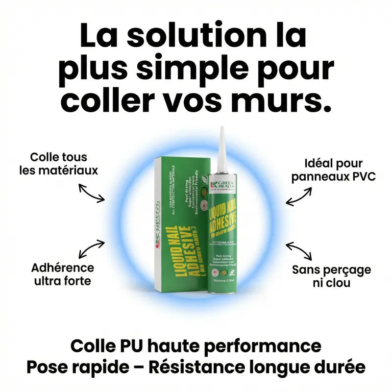 Publicité pour une colle PU destinée aux panneaux muraux